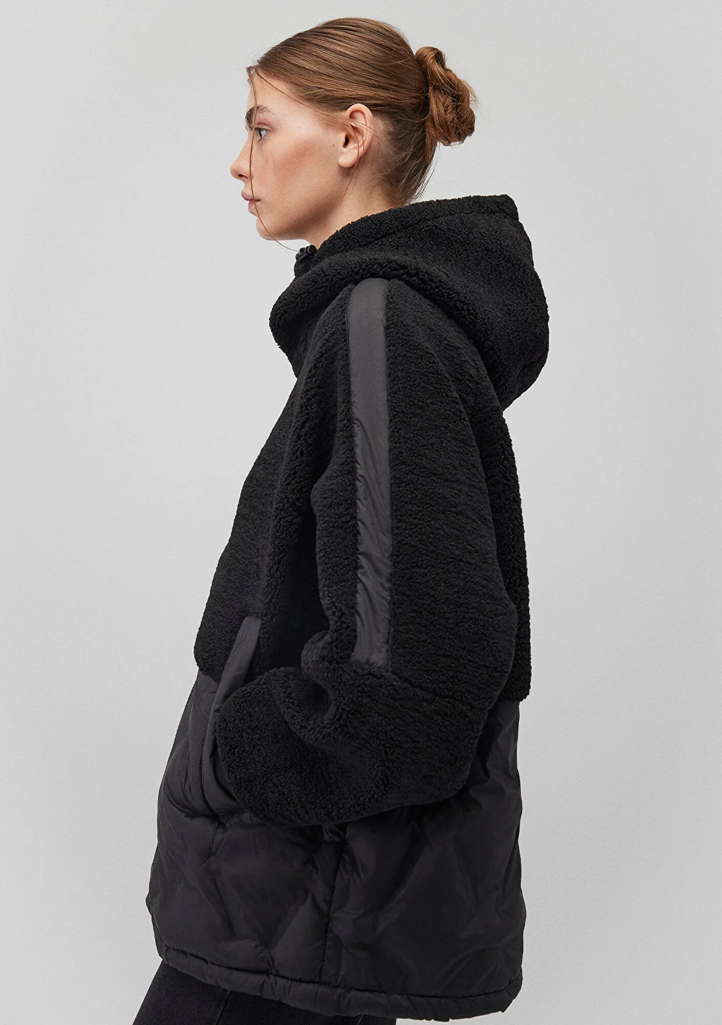 Hooded Black Faux Fur Jacket