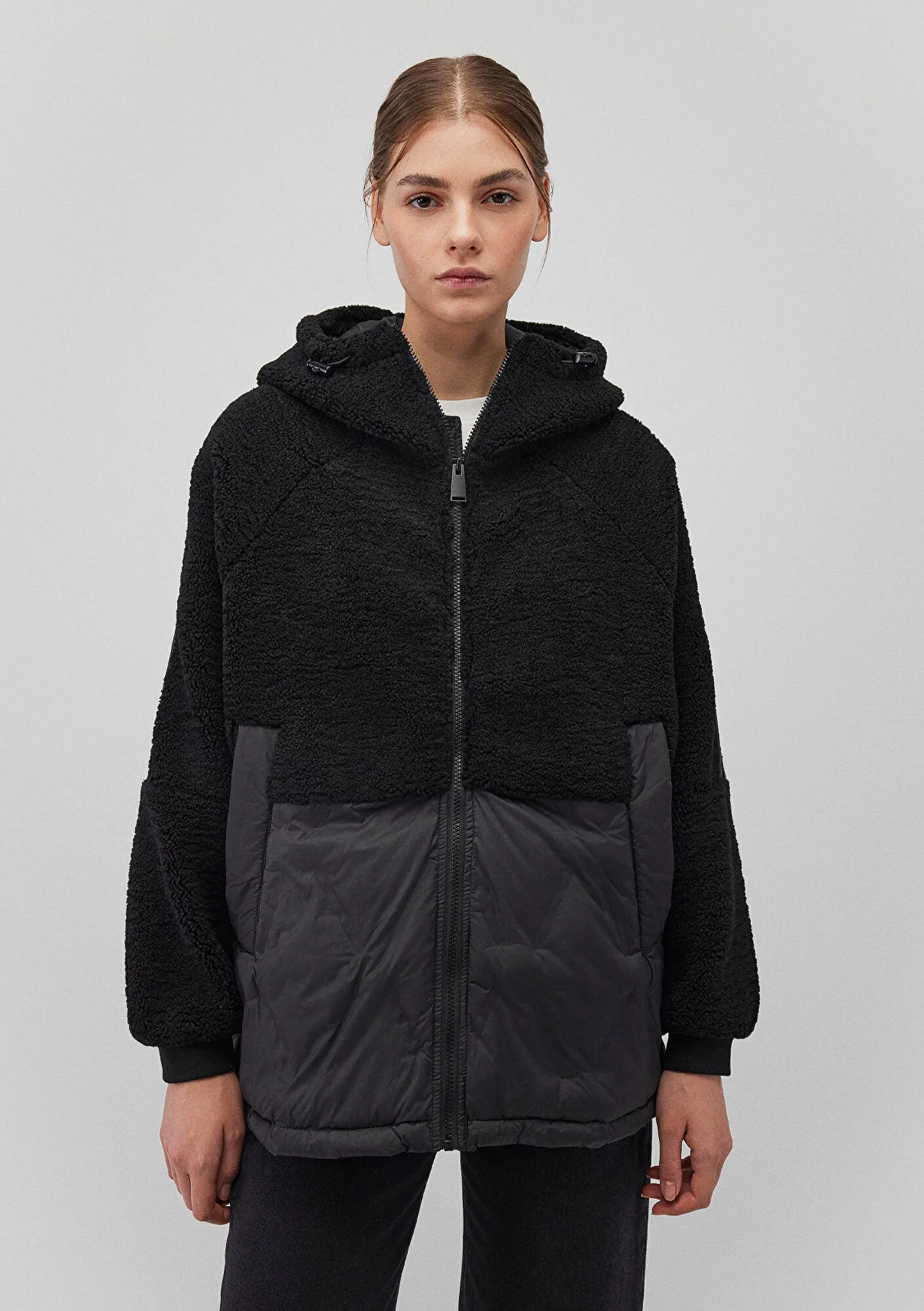 Hooded Black Faux Fur Jacket