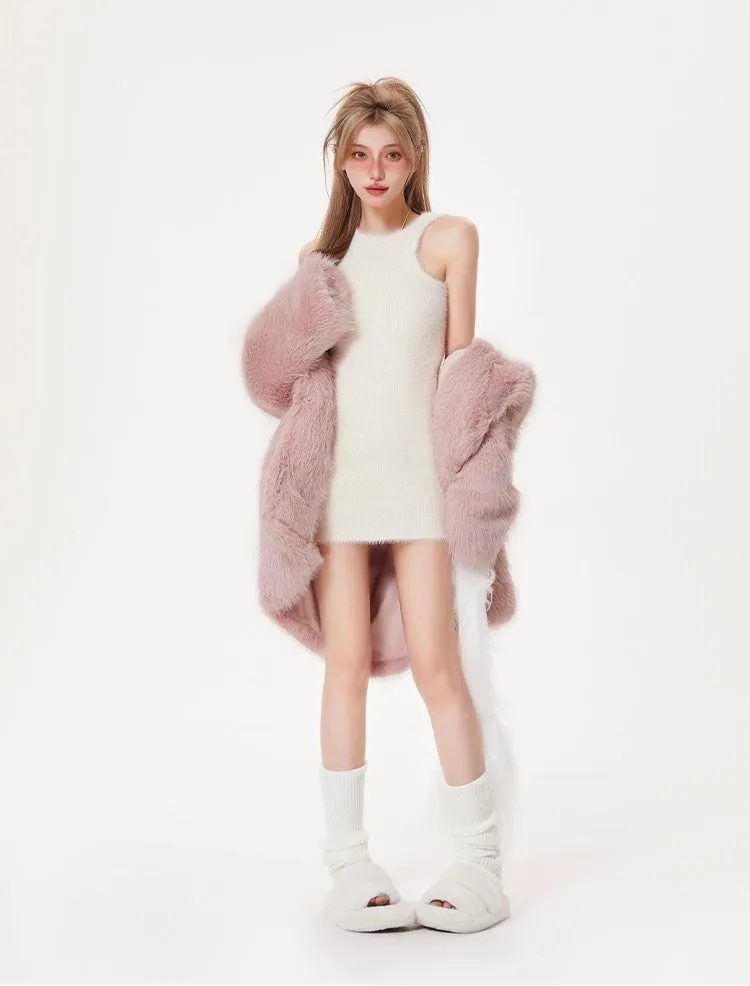 Hooded Plush Fur Coat