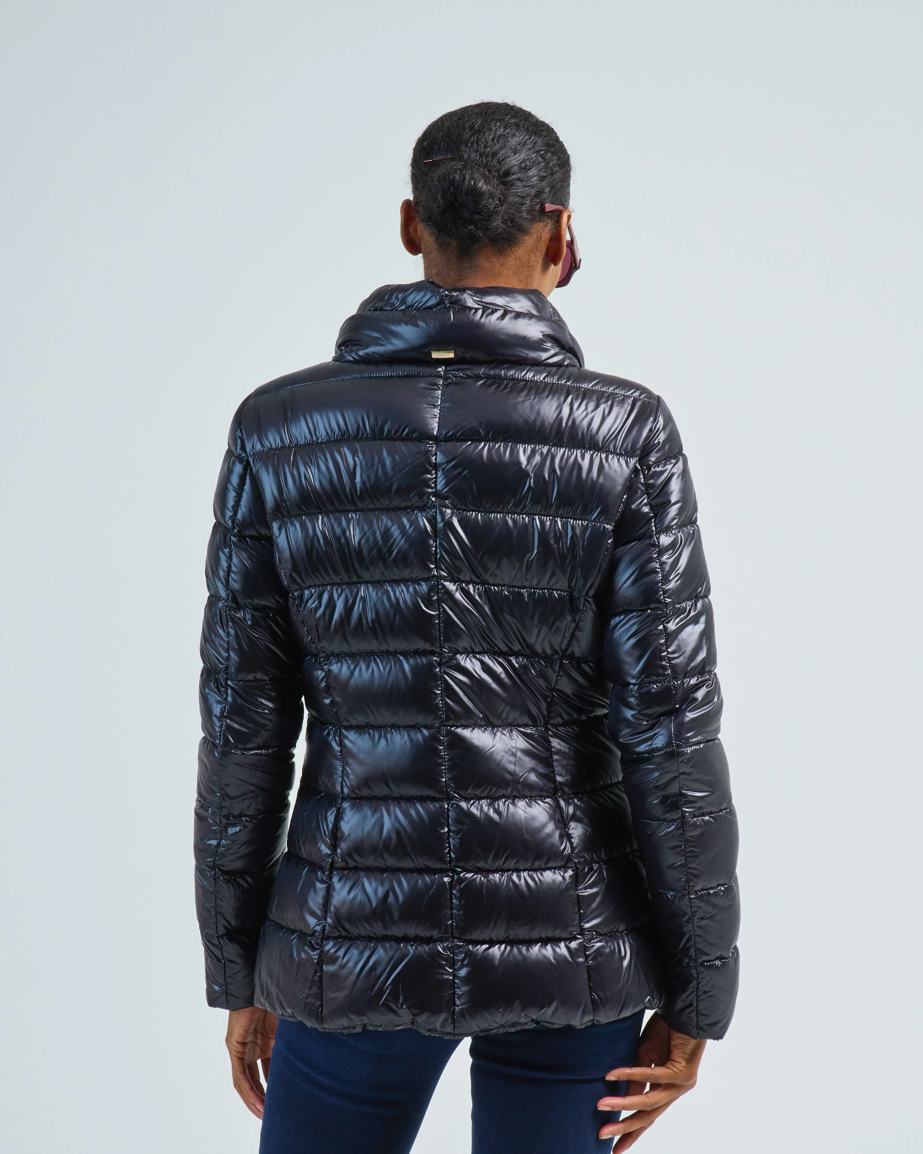 iconico claudia eco fur fitted short coat w/ faux mink collar