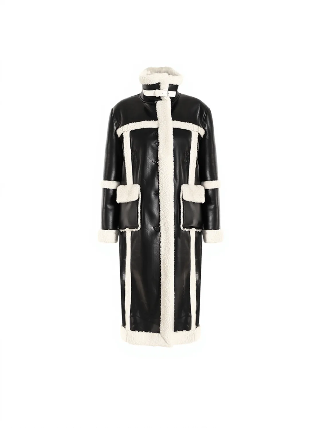 Ida Patchwork Faux Fur Leather Coat