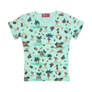 Infants Beach Printed T-Shirt For Girls - Green | Bachaa Party Baby Clothes Girls Tops & T-Shirts