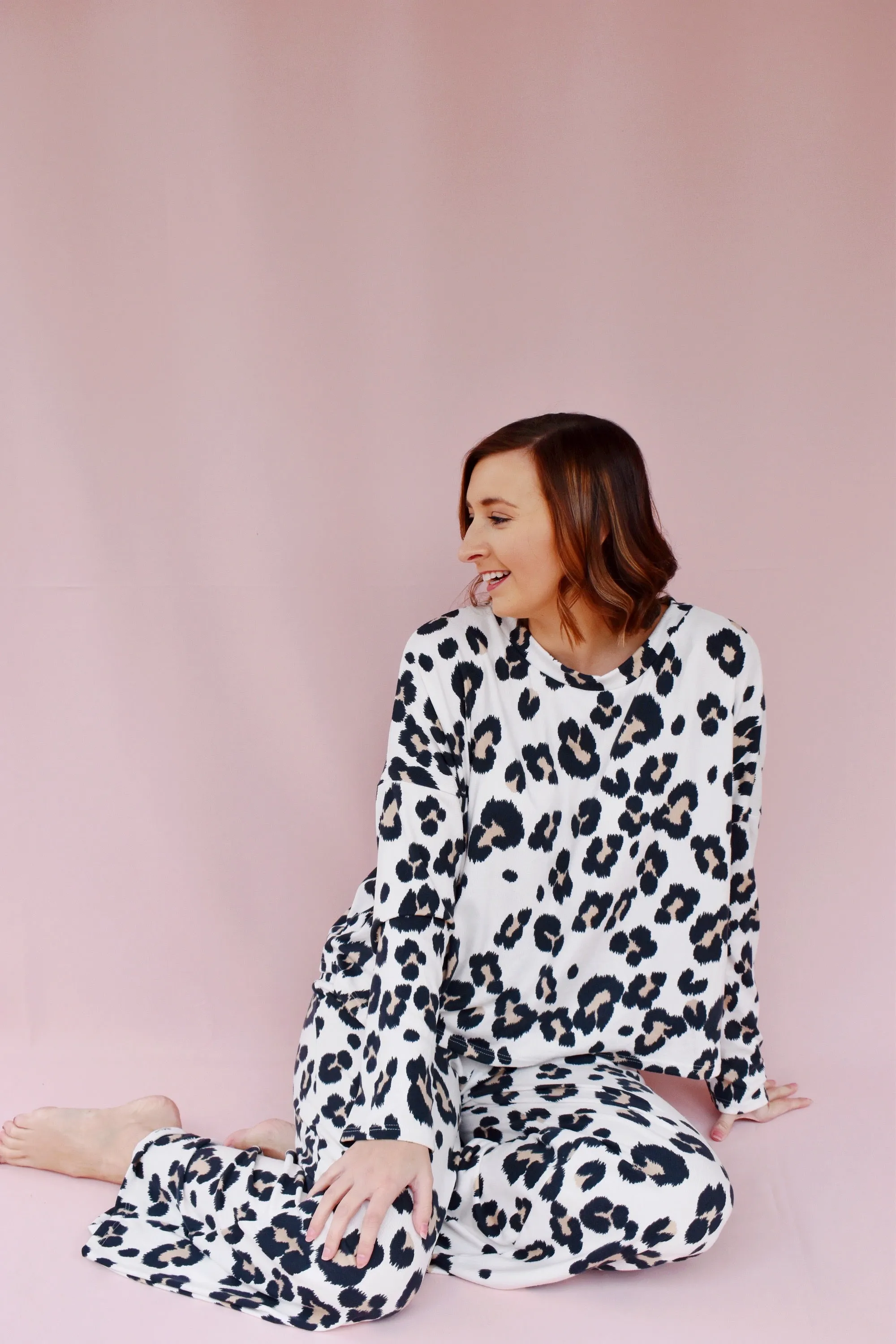 Ivory Leopard Wide Leg Lounge Set