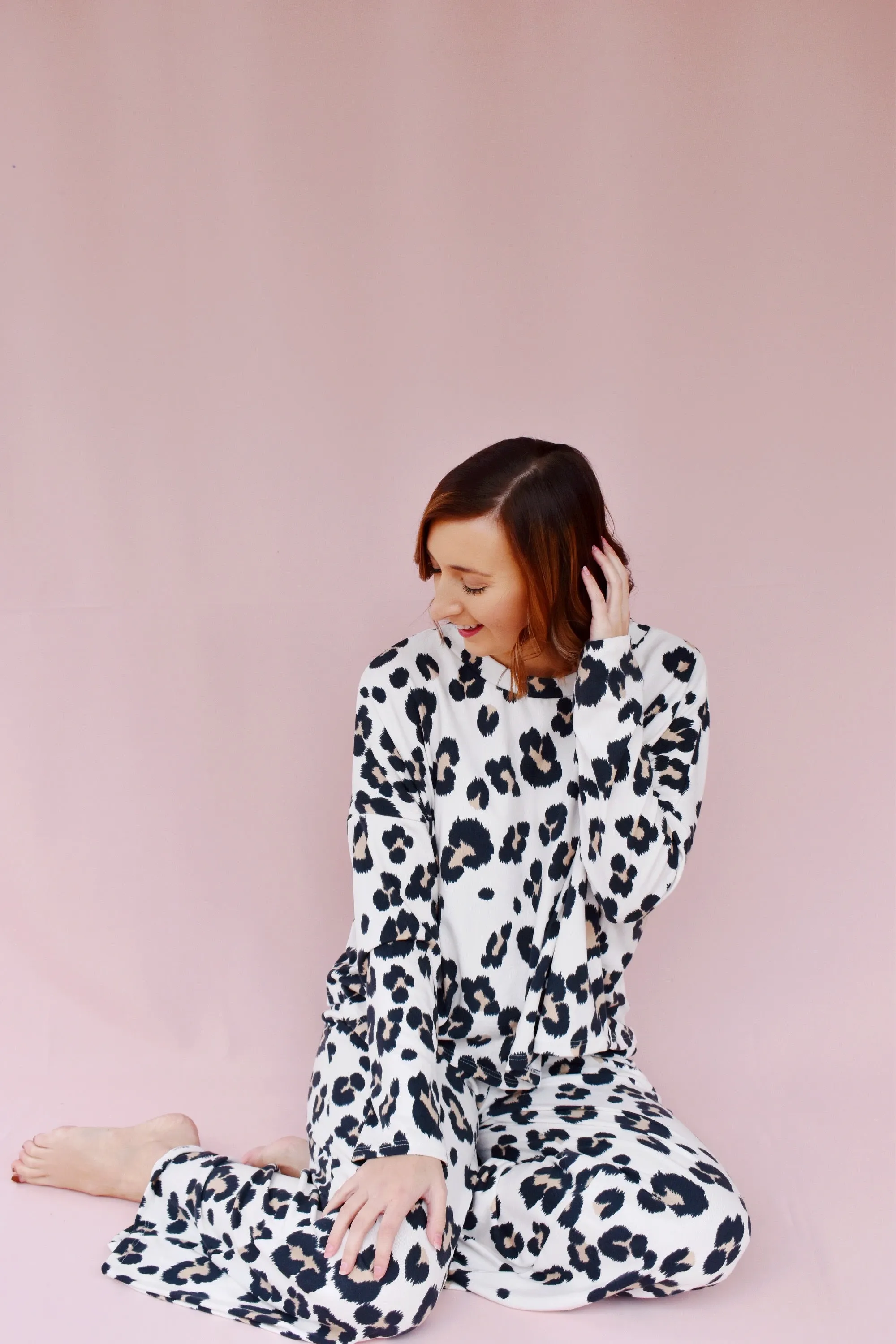 Ivory Leopard Wide Leg Lounge Set