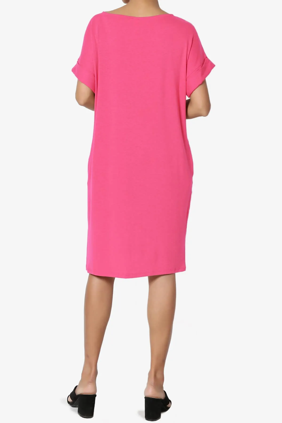 Janie Rolled Short Sleeve Round Neck Dress PLUS