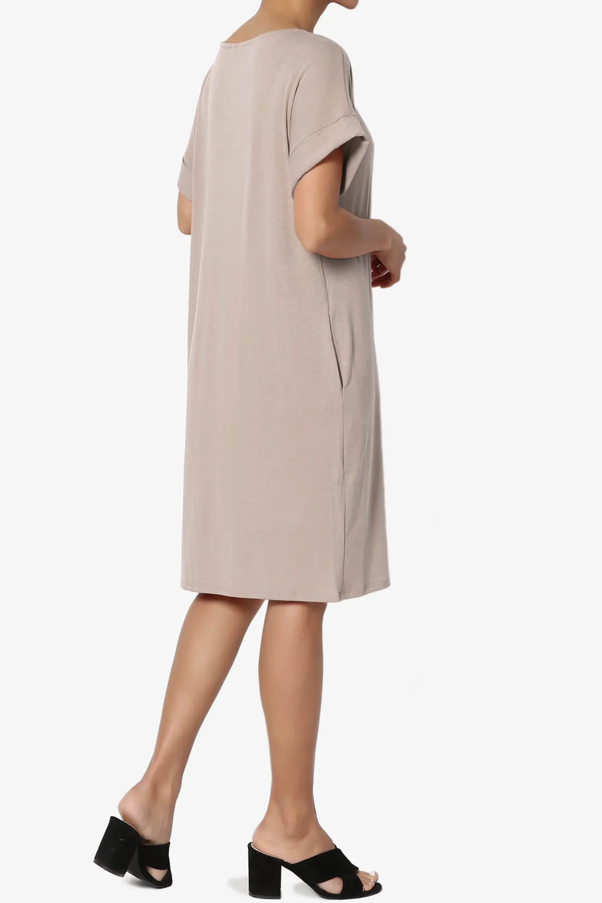 Janie Rolled Short Sleeve Round Neck Dress PLUS