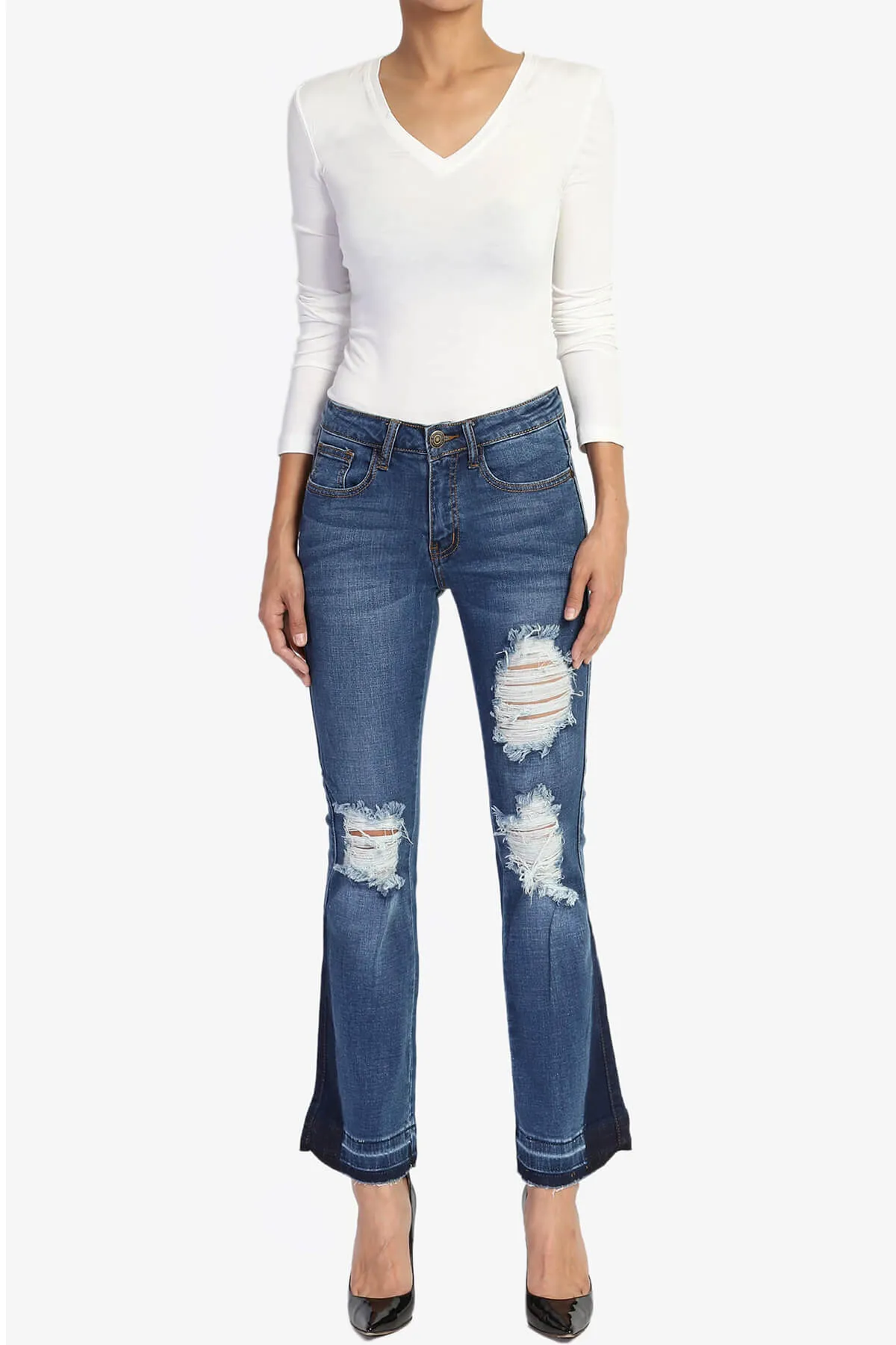 Jenna Cutoff Crop Flare Jeans