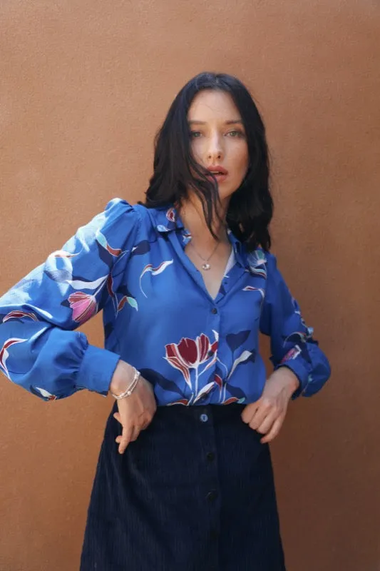 Joyce Blouse - Blue Magnolias