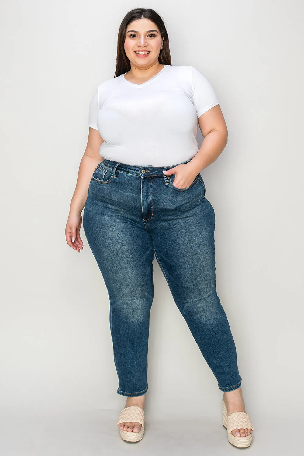 Judy Blue Regular/Plus Size Tummy Control High Waist Slim Jeans
