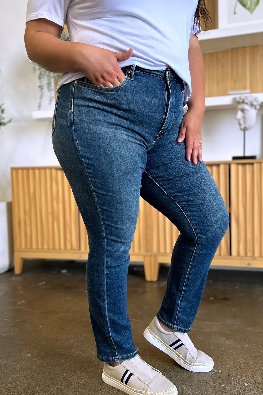 Judy Blue Regular/Plus Size Tummy Control High Waist Slim Jeans
