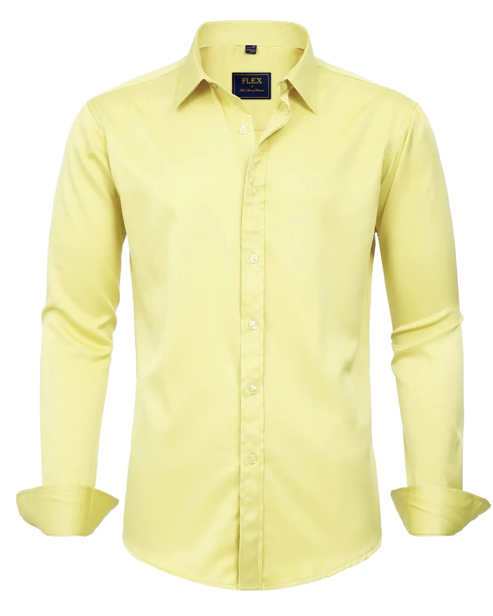 J.VER Men's Dress Shirts Solid Long Sleeve Stretch Wrinkle-Free Formal Shirt Business Casual Button Down Shirts Vintage Green Medium