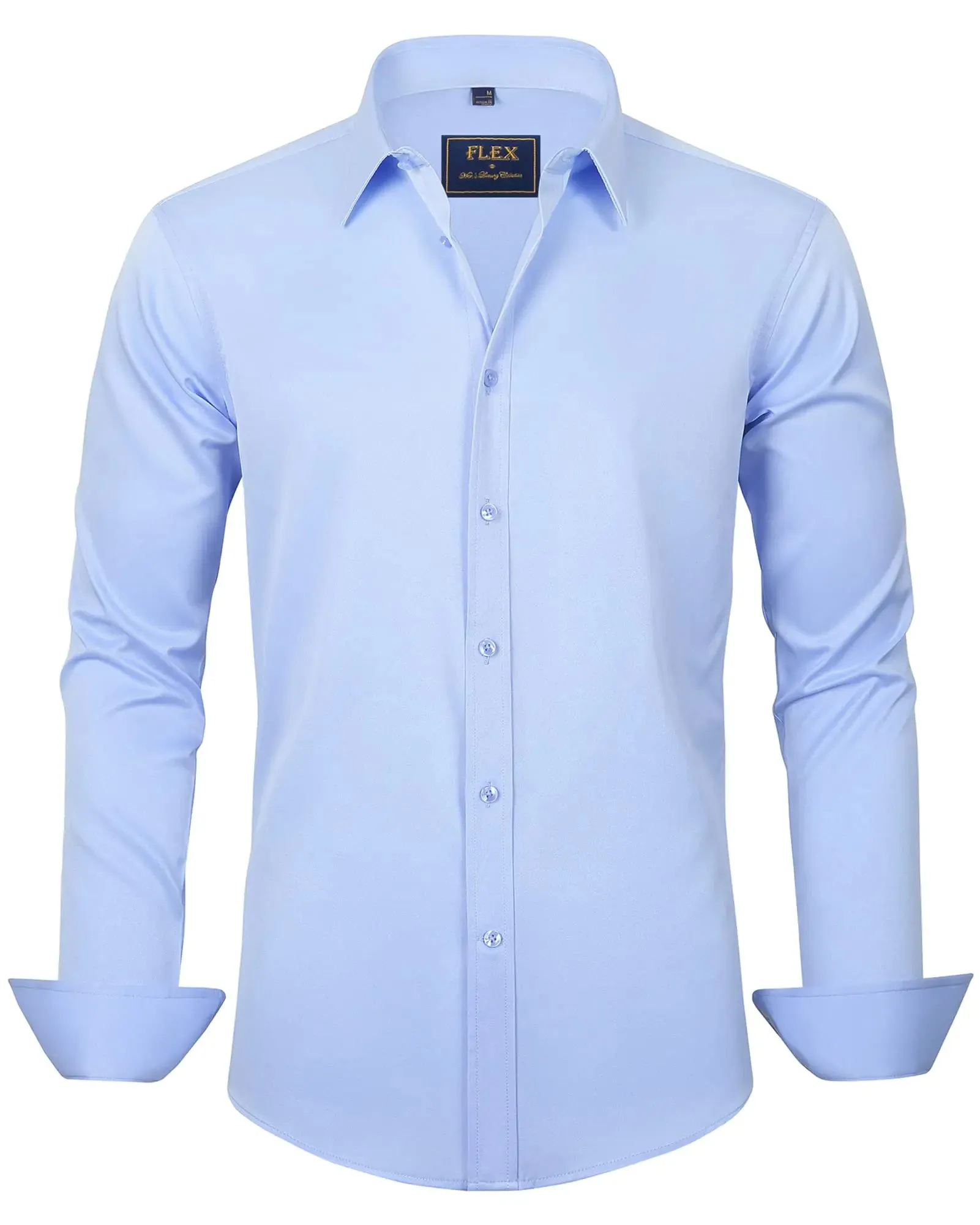 J.VER Men's Dress Shirts Solid Long Sleeve Stretch Wrinkle-Free Formal Shirt Business Casual Button Down Shirts Vintage Green Medium