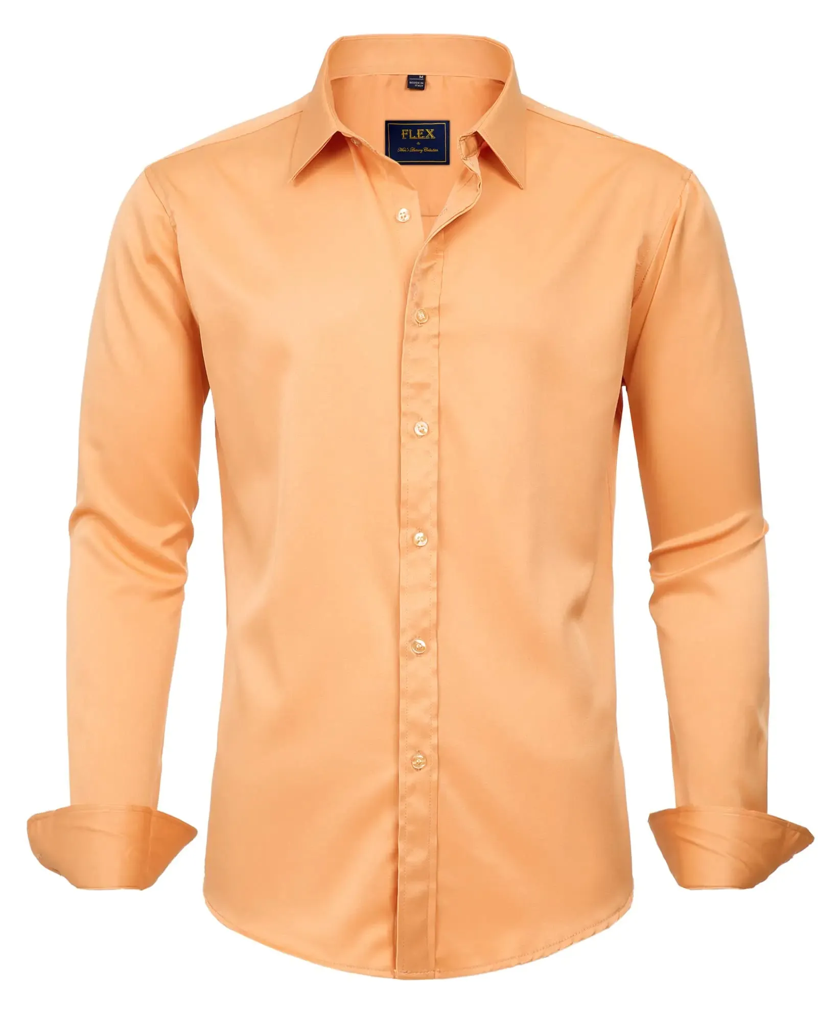 J.VER Men's Dress Shirts Solid Long Sleeve Stretch Wrinkle-Free Formal Shirt Business Casual Button Down Shirts Vintage Green Medium