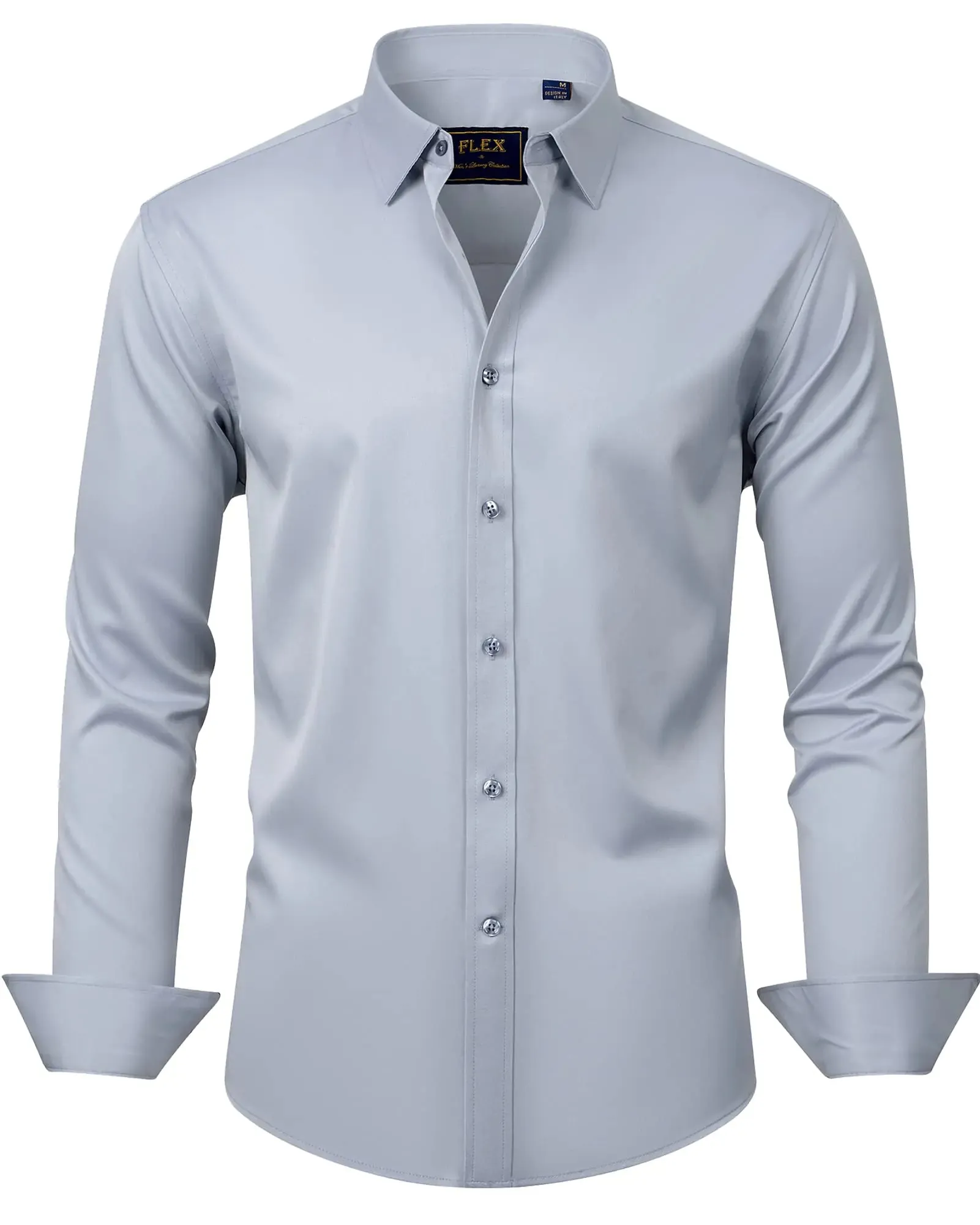 J.VER Men's Dress Shirts Solid Long Sleeve Stretch Wrinkle-Free Formal Shirt Business Casual Button Down Shirts Vintage Green Medium