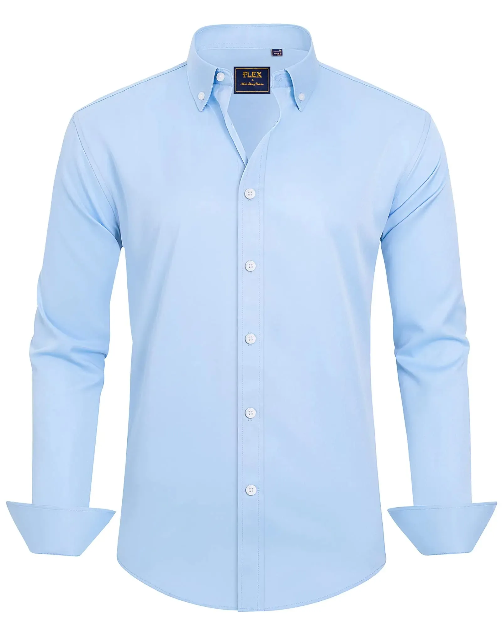 J.VER Men's Dress Shirts Solid Long Sleeve Stretch Wrinkle-Free Formal Shirt Business Casual Button Down Shirts Vintage Green Medium
