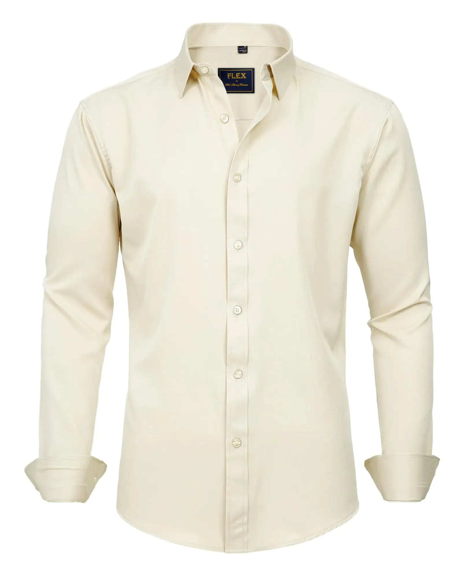 J.VER Men's Dress Shirts Solid Long Sleeve Stretch Wrinkle-Free Formal Shirt Business Casual Button Down Shirts Vintage Green Medium