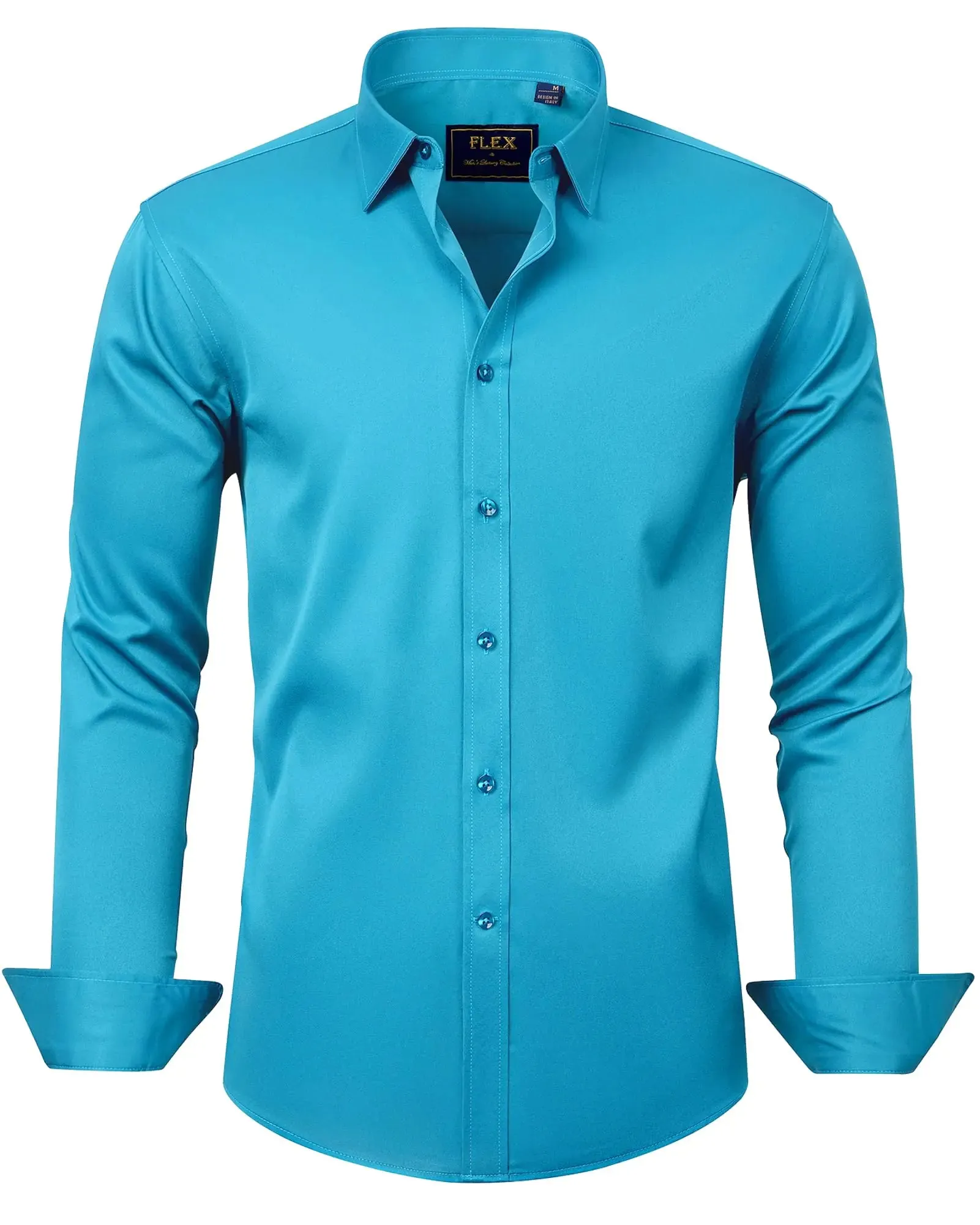 J.VER Men's Dress Shirts Solid Long Sleeve Stretch Wrinkle-Free Formal Shirt Business Casual Button Down Shirts Vintage Green Medium