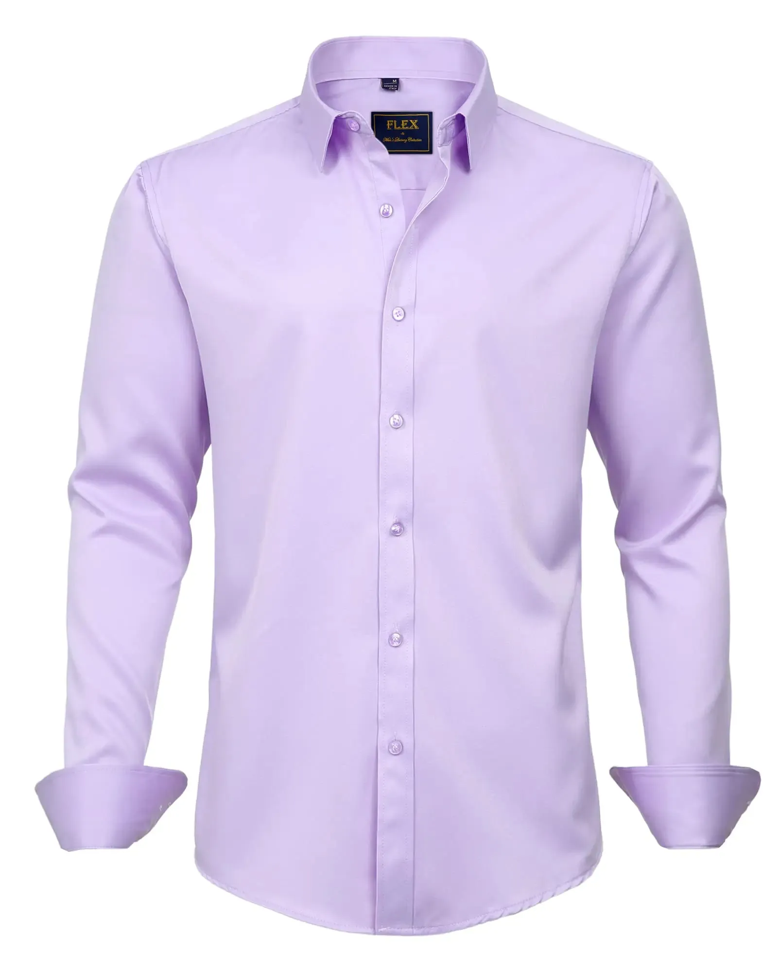 J.VER Men's Dress Shirts Solid Long Sleeve Stretch Wrinkle-Free Formal Shirt Business Casual Button Down Shirts Vintage Green Medium