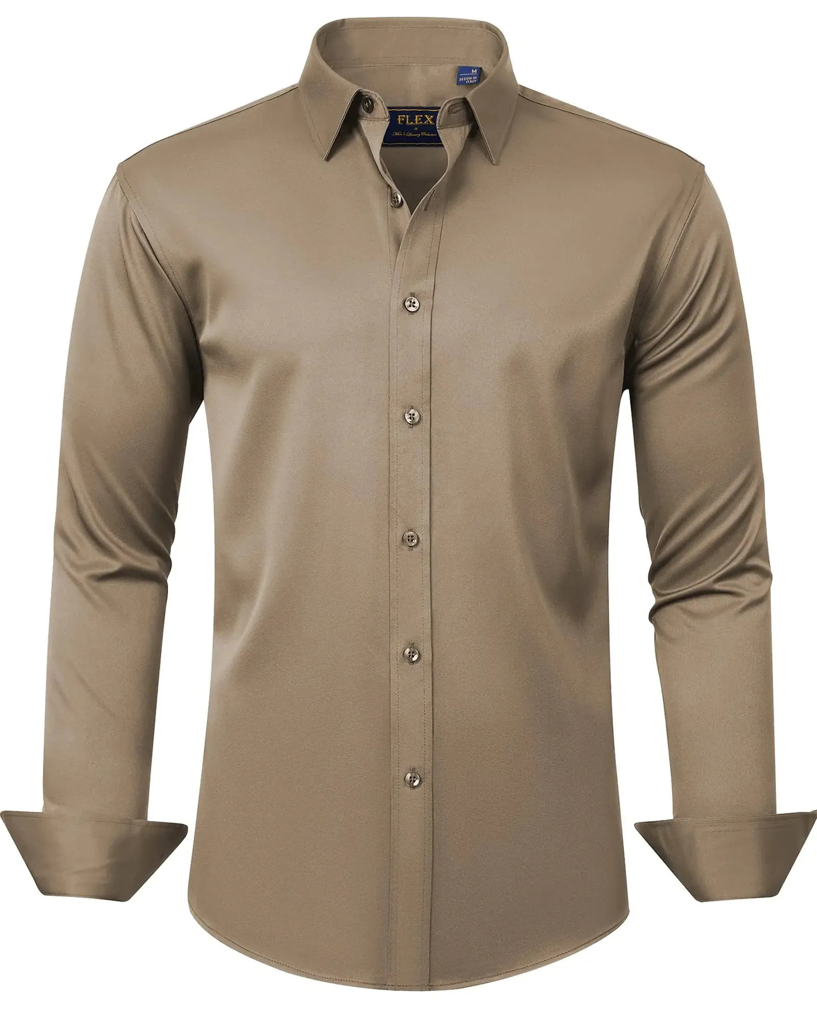 J.VER Men's Dress Shirts Solid Long Sleeve Stretch Wrinkle-Free Formal Shirt Business Casual Button Down Shirts Vintage Green Medium