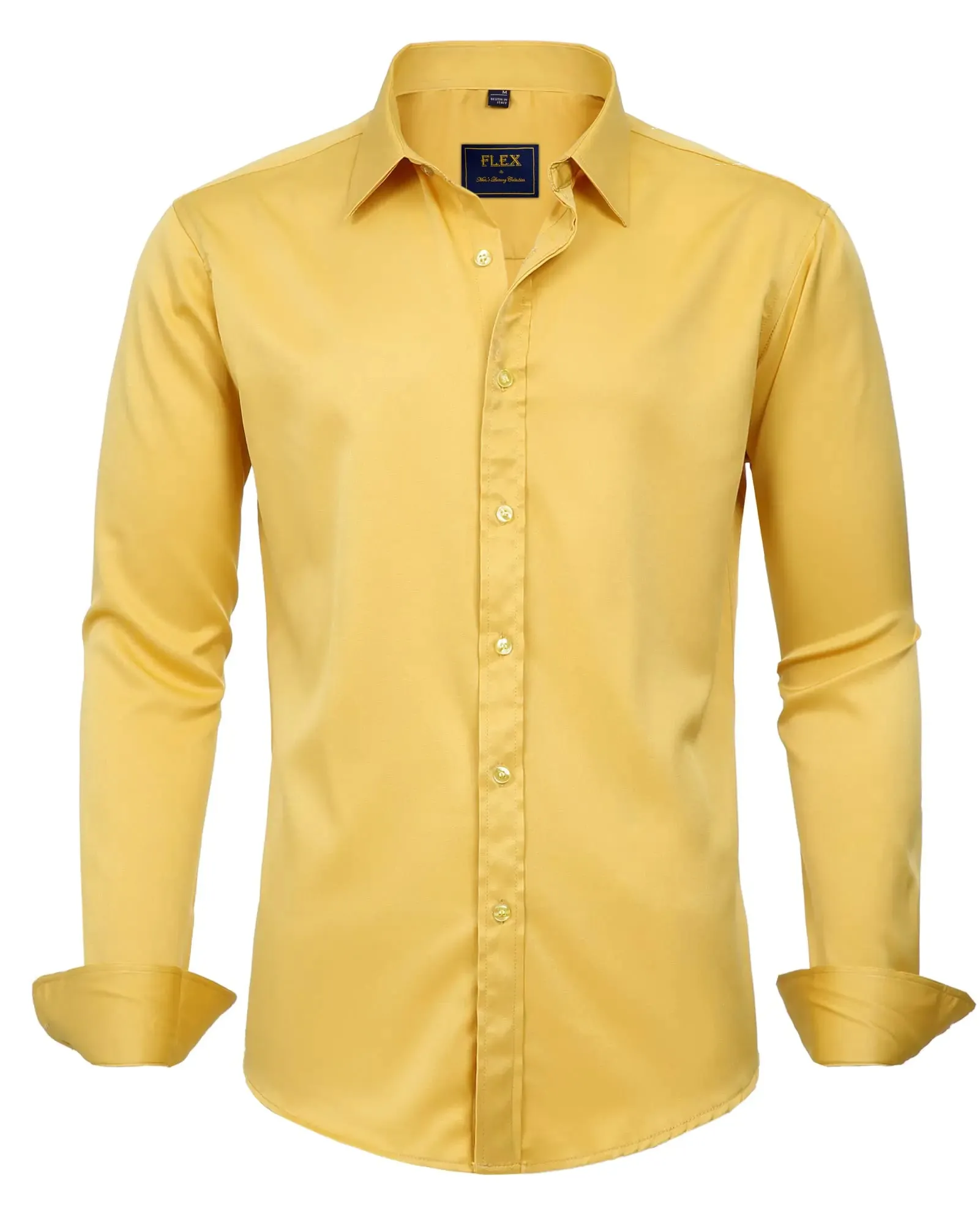 J.VER Men's Dress Shirts Solid Long Sleeve Stretch Wrinkle-Free Formal Shirt Business Casual Button Down Shirts Vintage Green Medium