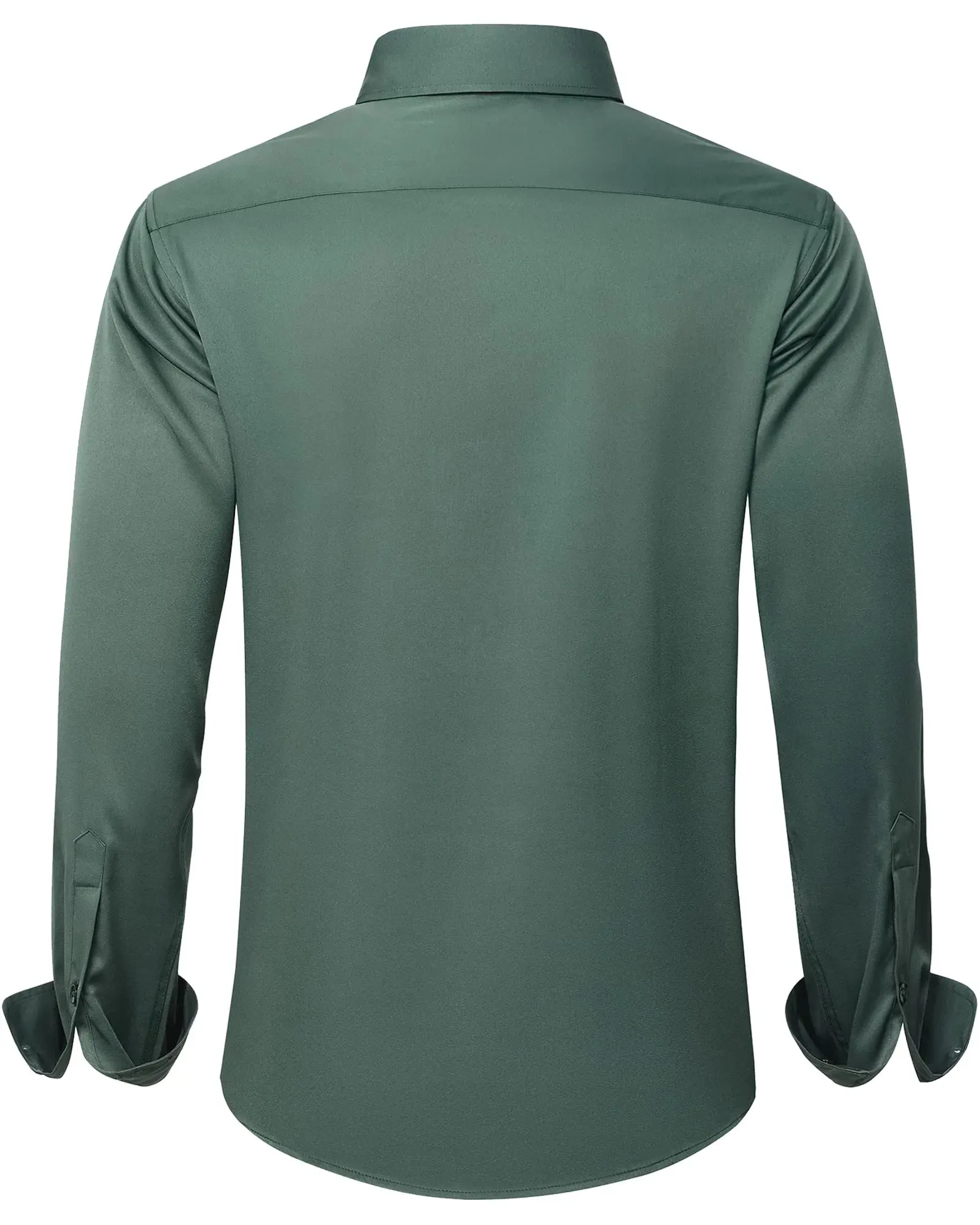 J.VER Men's Dress Shirts Solid Long Sleeve Stretch Wrinkle-Free Formal Shirt Business Casual Button Down Shirts Vintage Green Medium