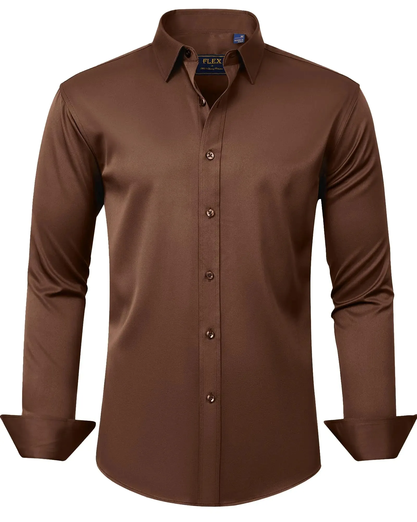 J.VER Men's Dress Shirts Solid Long Sleeve Stretch Wrinkle-Free Formal Shirt Business Casual Button Down Shirts Vintage Green Medium
