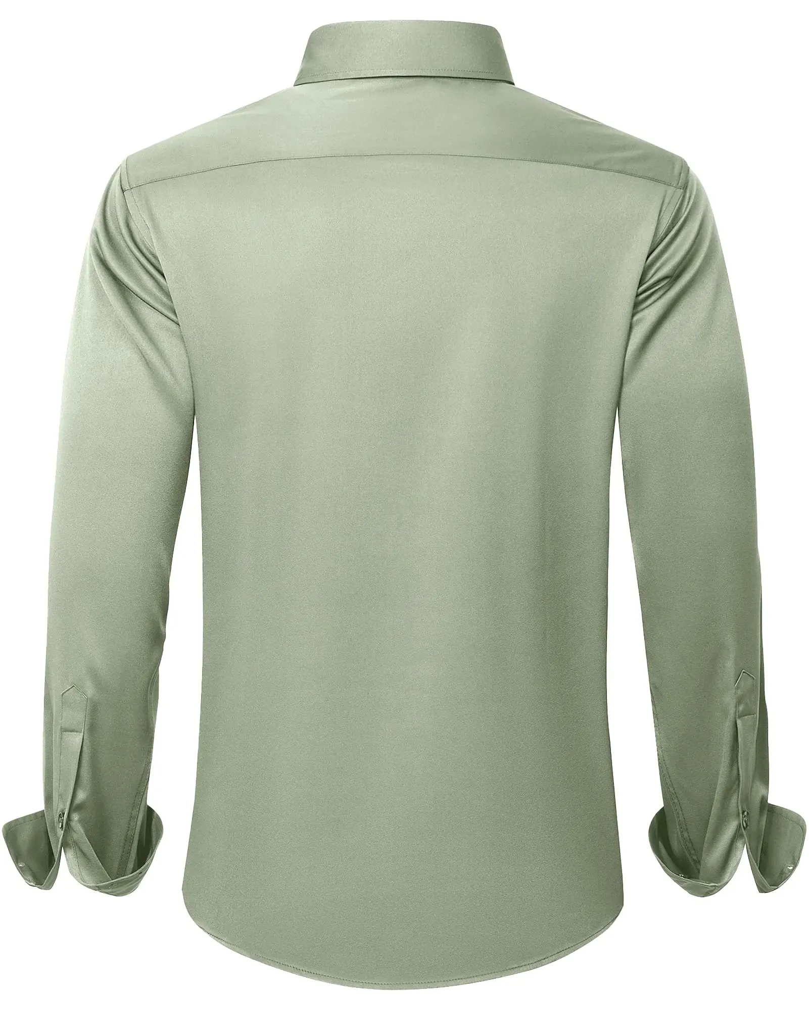 J.VER Men's Dress Shirts Solid Long Sleeve Stretch Wrinkle-Free Formal Shirt Business Casual Button Down Shirts Vintage Green Medium