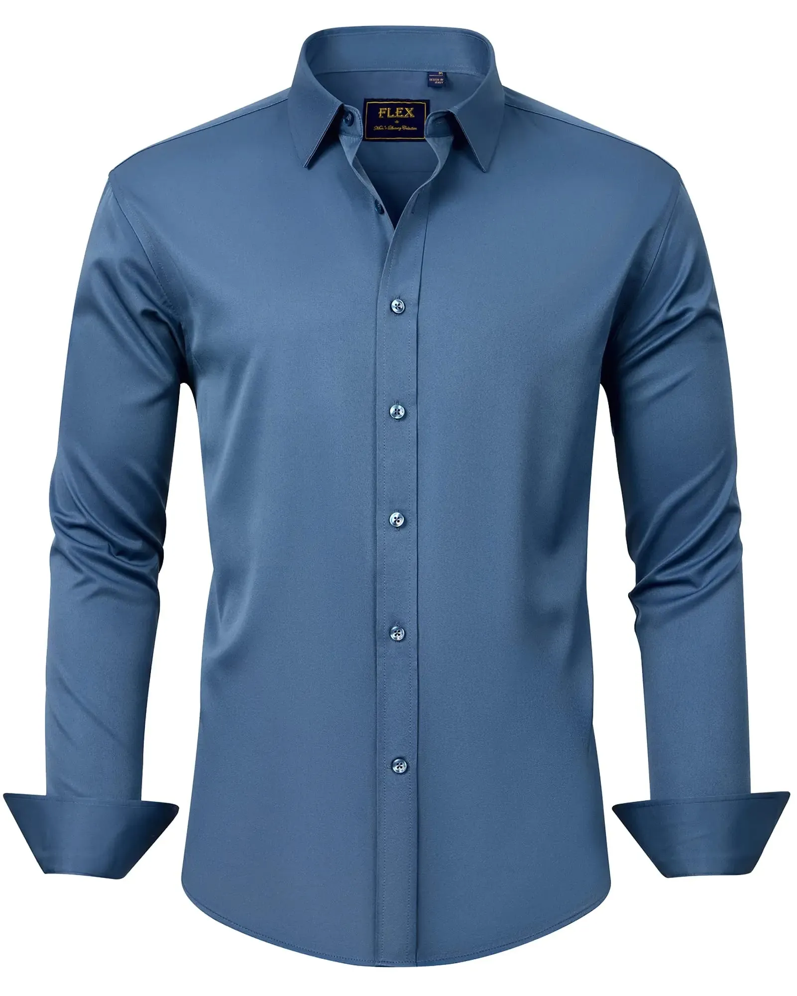 J.VER Men's Dress Shirts Solid Long Sleeve Stretch Wrinkle-Free Formal Shirt Business Casual Button Down Shirts Vintage Green Medium