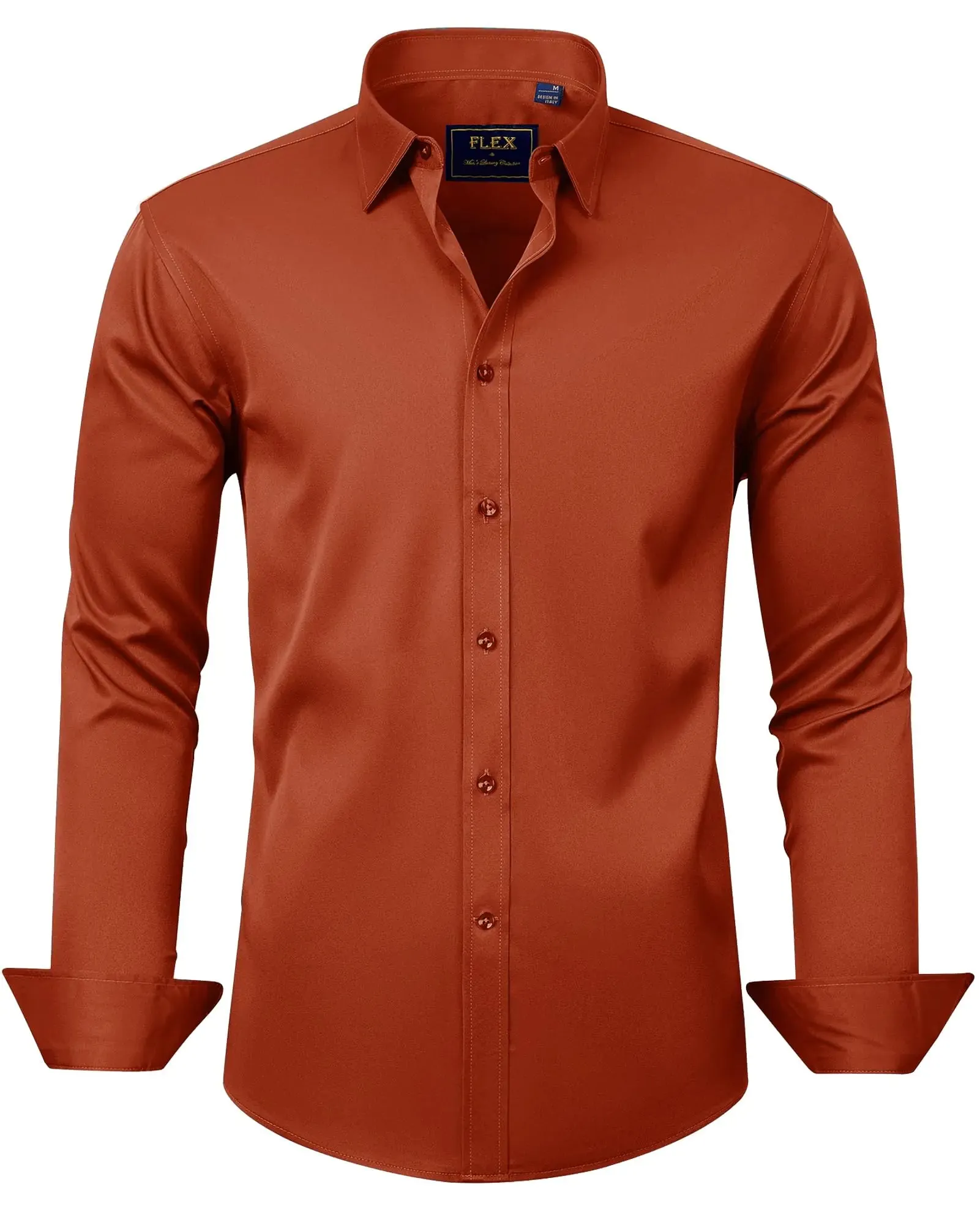 J.VER Men's Dress Shirts Solid Long Sleeve Stretch Wrinkle-Free Formal Shirt Business Casual Button Down Shirts Vintage Green Medium