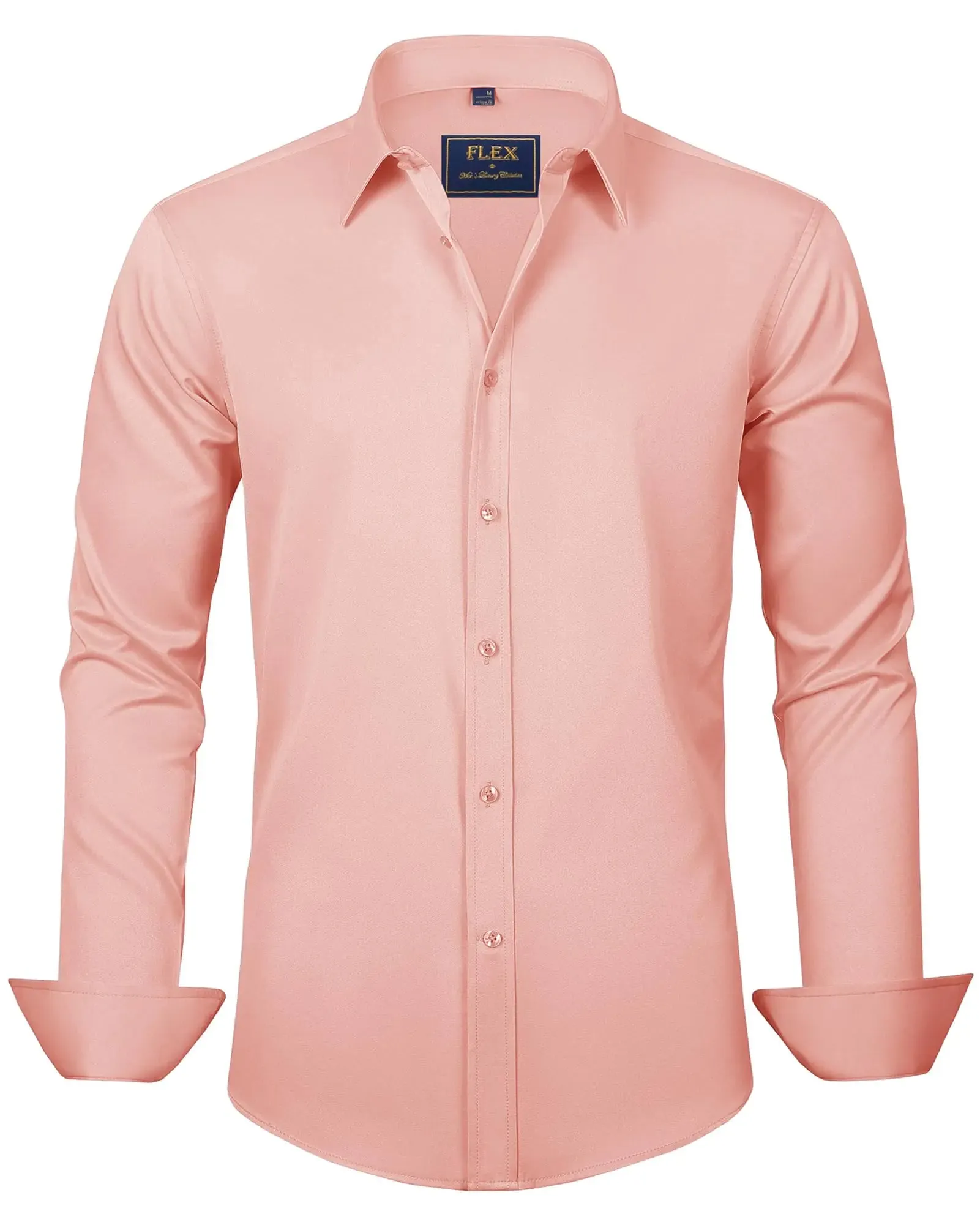 J.VER Men's Dress Shirts Solid Long Sleeve Stretch Wrinkle-Free Formal Shirt Business Casual Button Down Shirts Vintage Green Medium