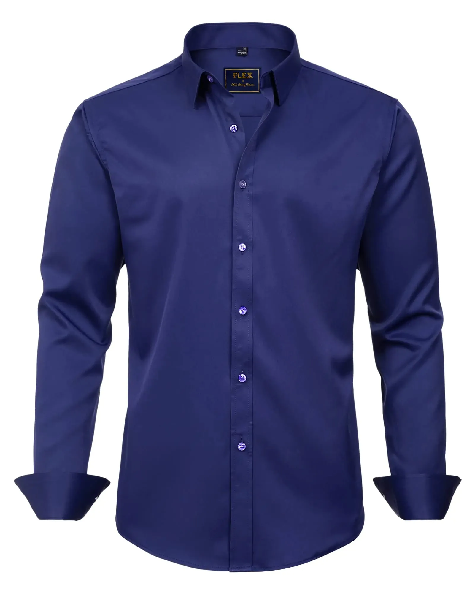 J.VER Men's Dress Shirts Solid Long Sleeve Stretch Wrinkle-Free Formal Shirt Business Casual Button Down Shirts Vintage Green Medium