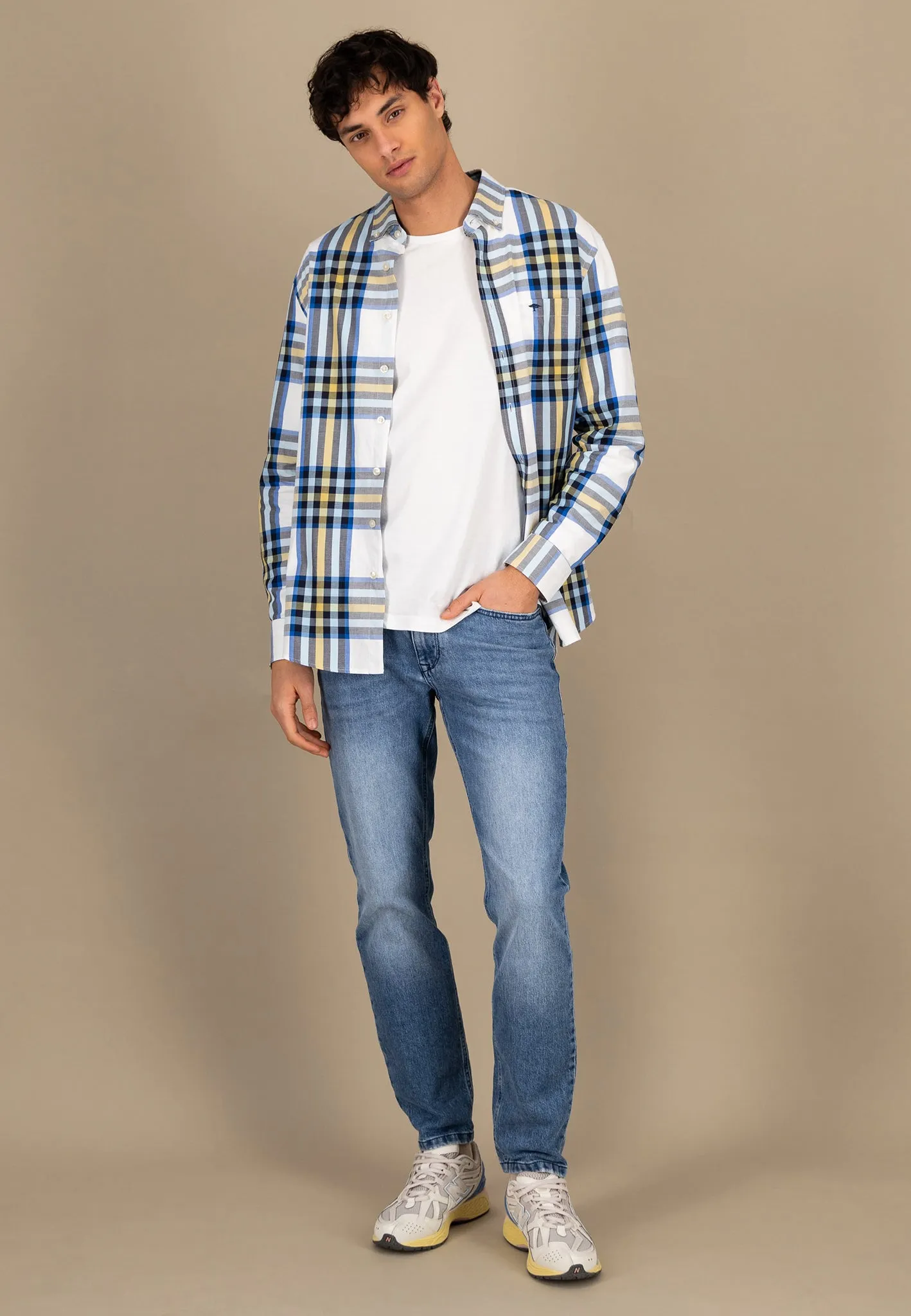 Kariertes Hemd aus Baumwolle mit Button-Down-Kragen