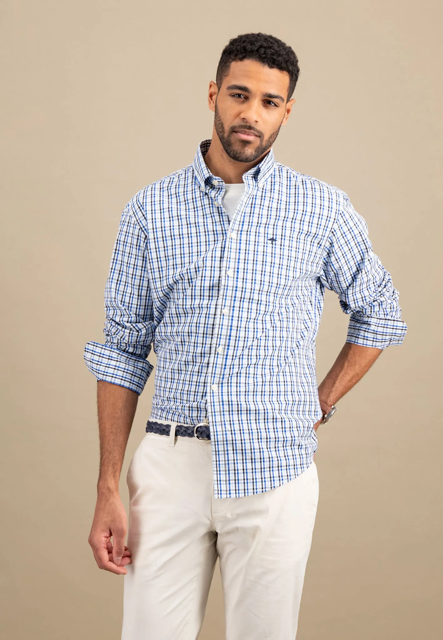 Kariertes Hemd aus Baumwolle mit Button-Down-Kragen
