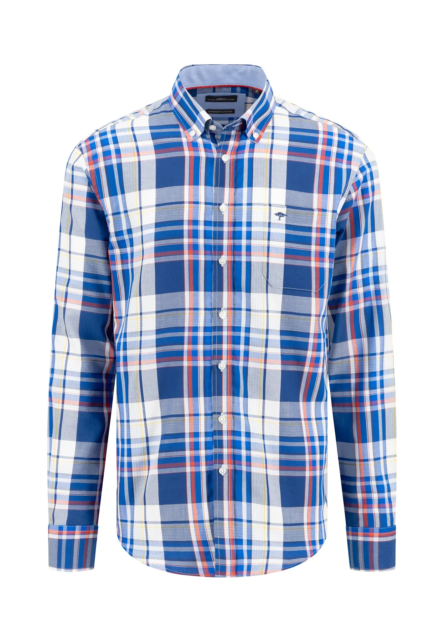 Kariertes Hemd aus Baumwolle mit Button-Down-Kragen