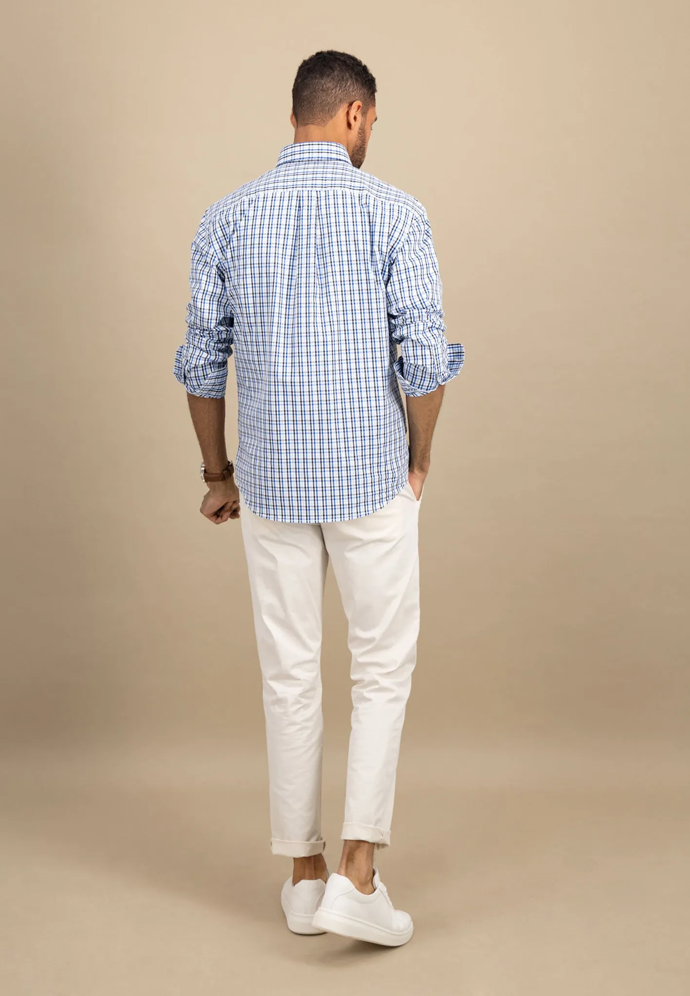 Kariertes Hemd aus Baumwolle mit Button-Down-Kragen