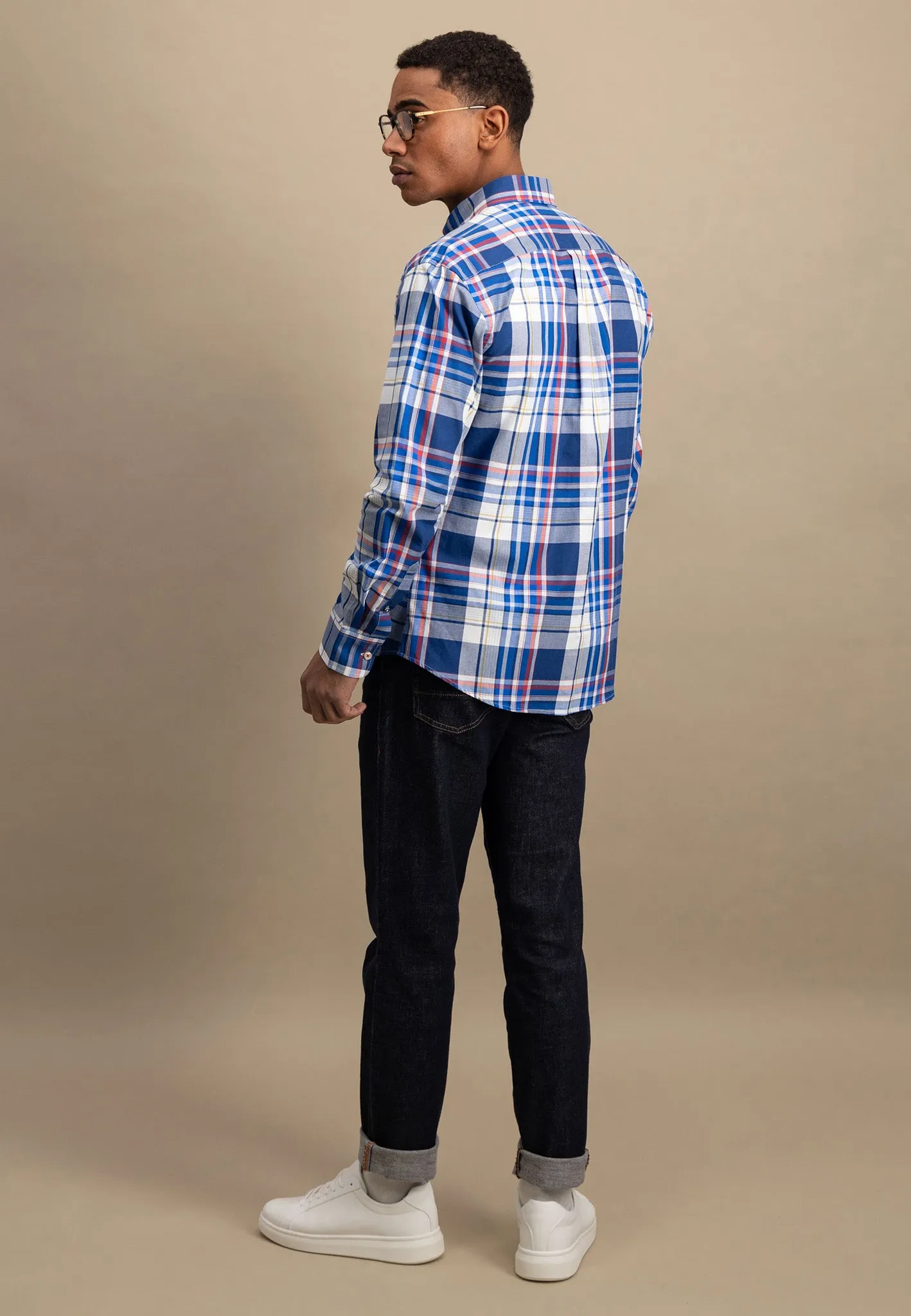 Kariertes Hemd aus Baumwolle mit Button-Down-Kragen