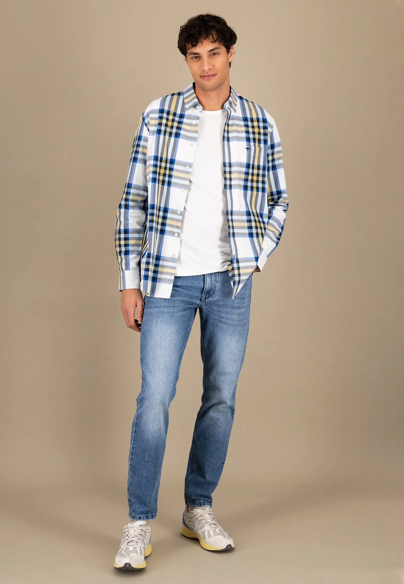 Kariertes Hemd aus Baumwolle mit Button-Down-Kragen