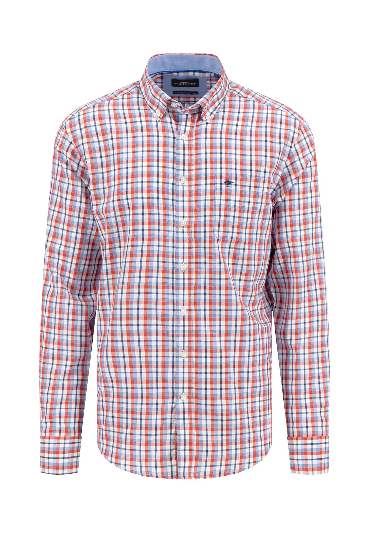 Kariertes Hemd aus Baumwolle mit Button-Down-Kragen