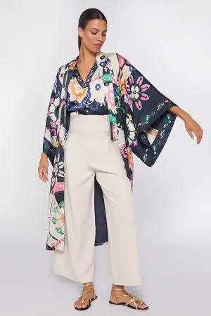 KIMONI SUZANI LARGE FLORAL PRINT COAT