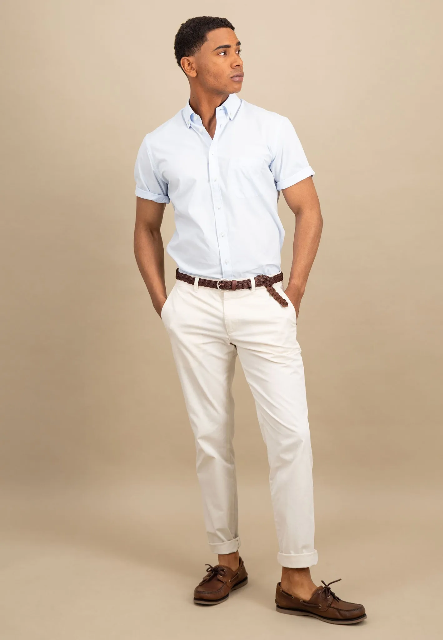Kurzarm Hemd aus Baumwolle mit Button-Down-Kragen