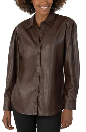 Kut From the Kloth Henrietta Chocolate Faux Leather Jacket