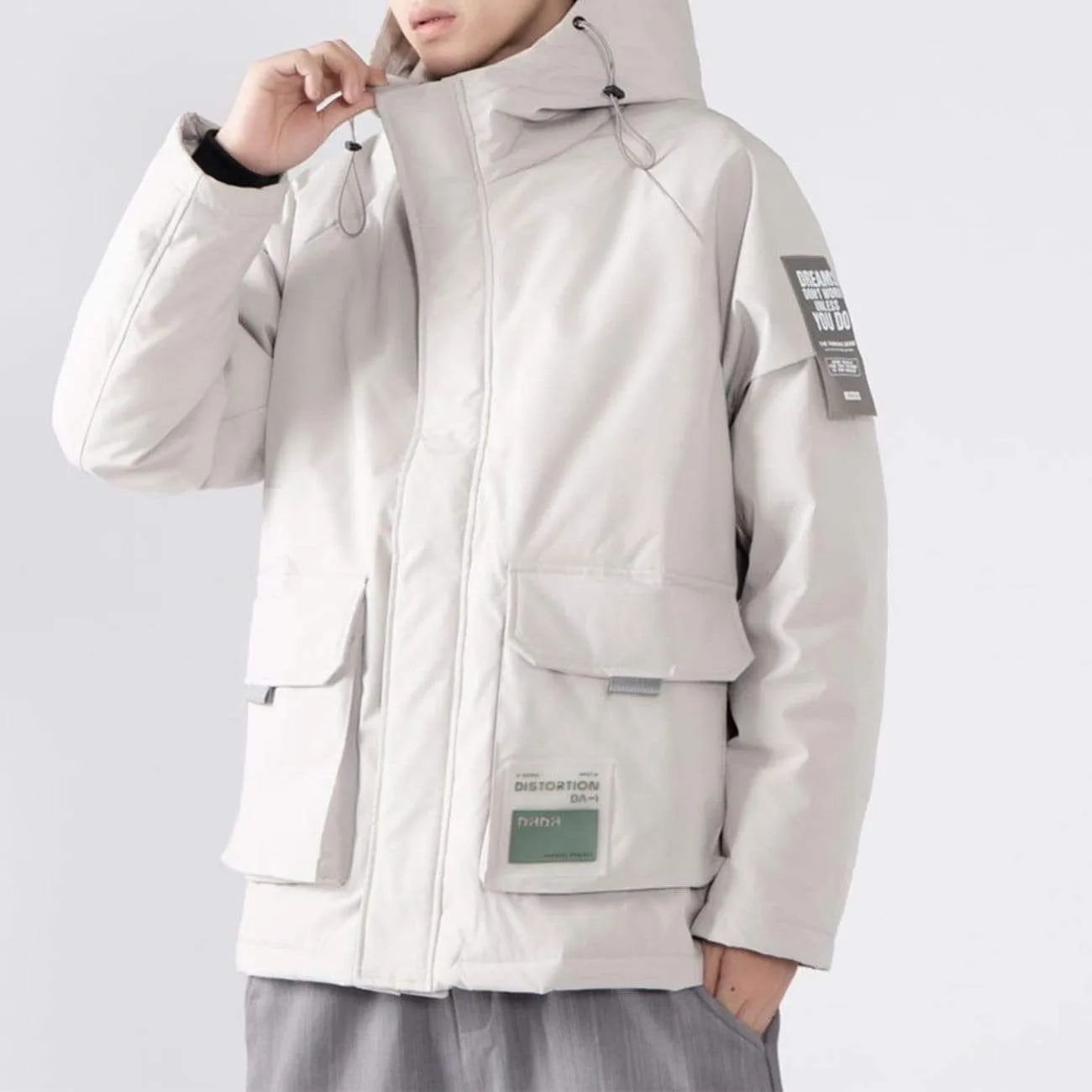 Labeling Hooded Winter Down Coat