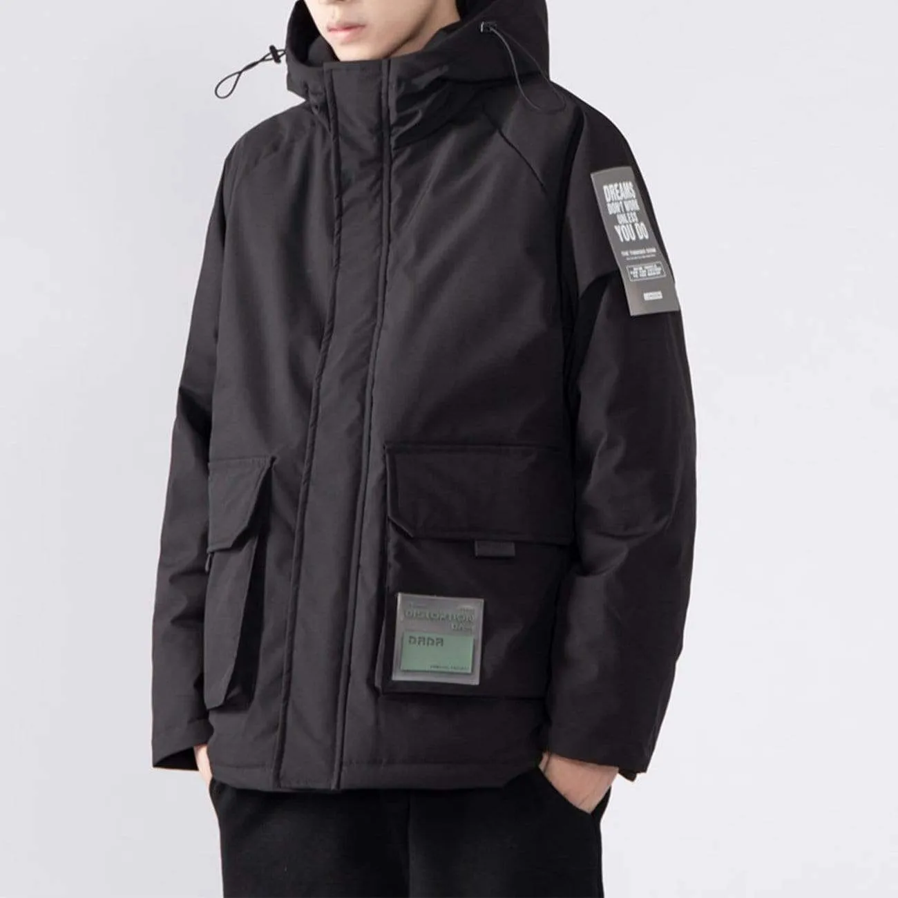 Labeling Hooded Winter Down Coat