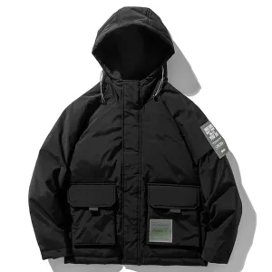 Labeling Hooded Winter Down Coat