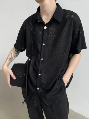 Lace Button-Up Transparent Shirt
