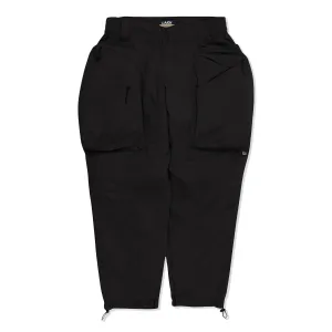 LAKH Men Trapezoid Pockets Utility Pants Black