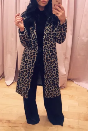 Leopard Notch Collar Two Pocket Coat