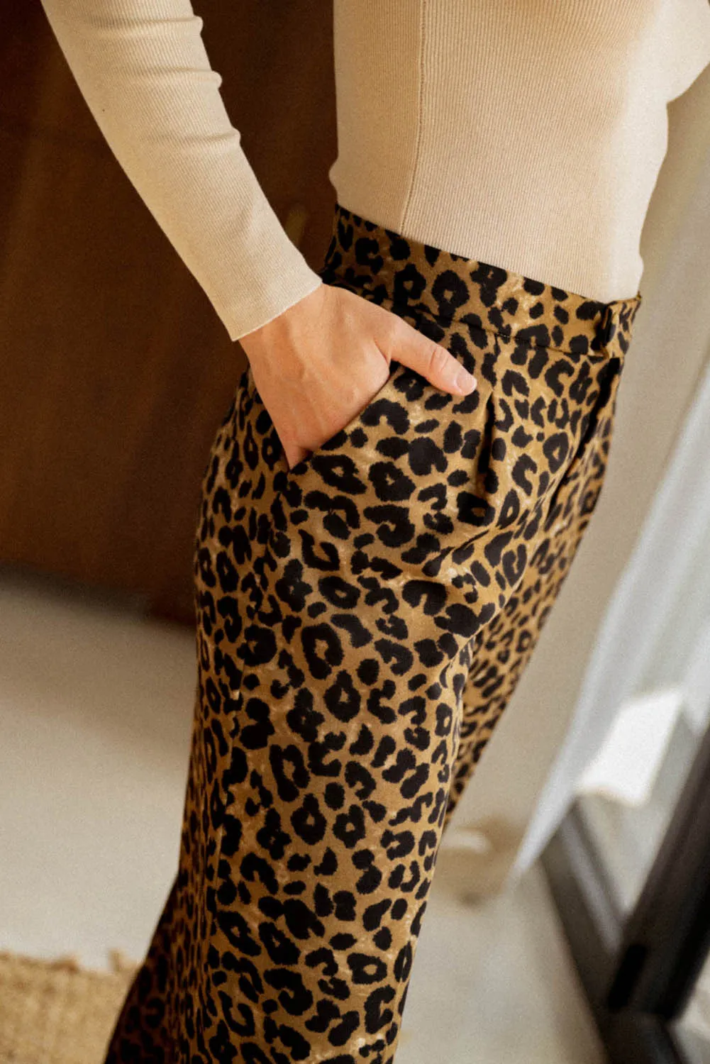Leopard Print Wide Leg Pants