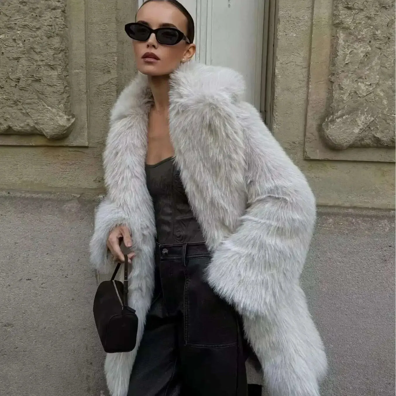 LGRQ 2025 New Winter Coat ,fur Pocket Female Top ,thickness Notched Warm Jacket ,female Fashion Outfits Tide WQ1030501L