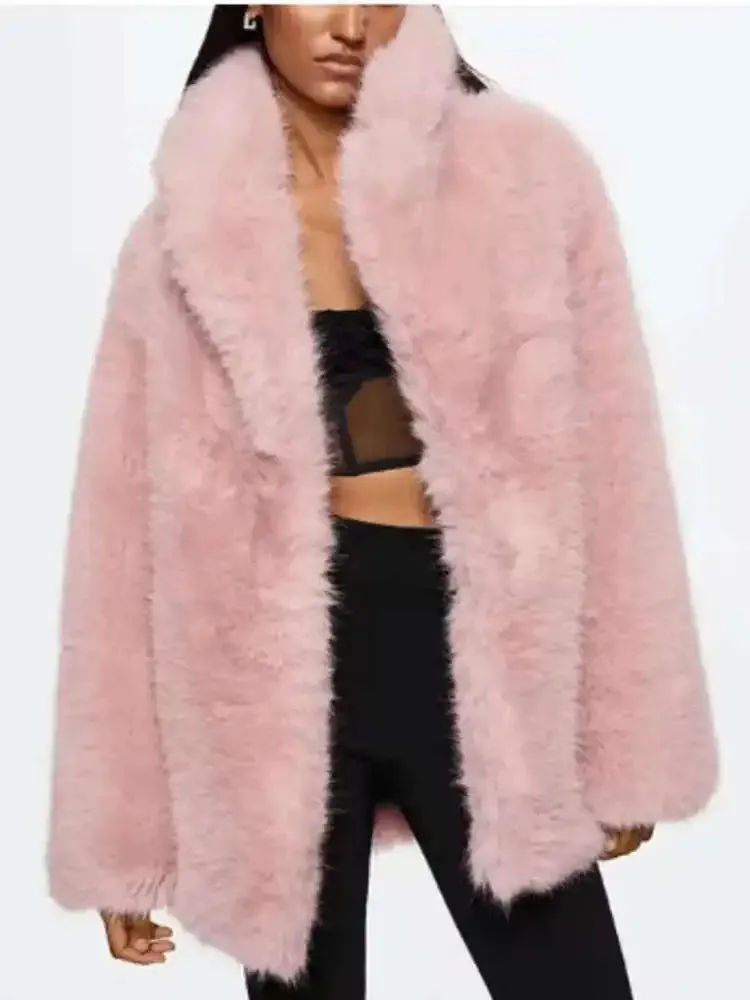 LGRQ 2025 New Winter Coat ,fur Pocket Female Top ,thickness Notched Warm Jacket ,female Fashion Outfits Tide WQ1030501L